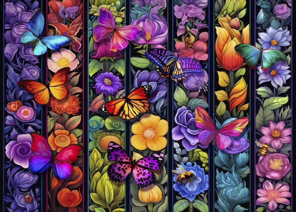 Puzzel Bloemen en gevleugelde | 1500 st.