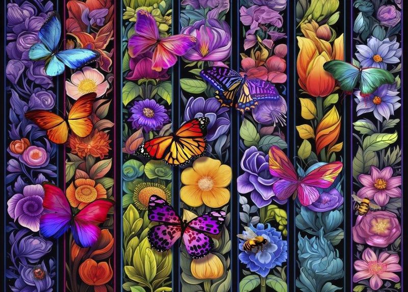 Puzzel Bloemen en gevleugelde | 1500 st.