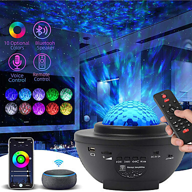 LED Projecteur étoile 360, Lampe Projecteur De Rotatif Nuage, Veilleuses Télécommandées, Lecteur Musique à Couleurs Changeantes Avec Bluetooth Et Minuterie