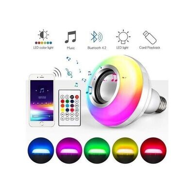 AMPOULE LED E27 - 220V - RGB - BLUETOOTH - HAUT PARLEUR avec Télécommande et Flash Disque
