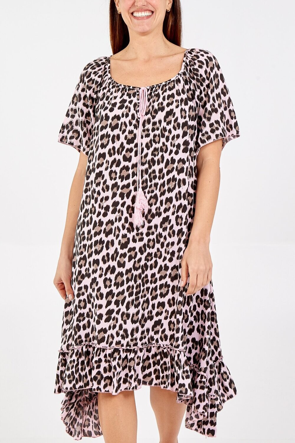 Leopard Print Frill Hem Dress