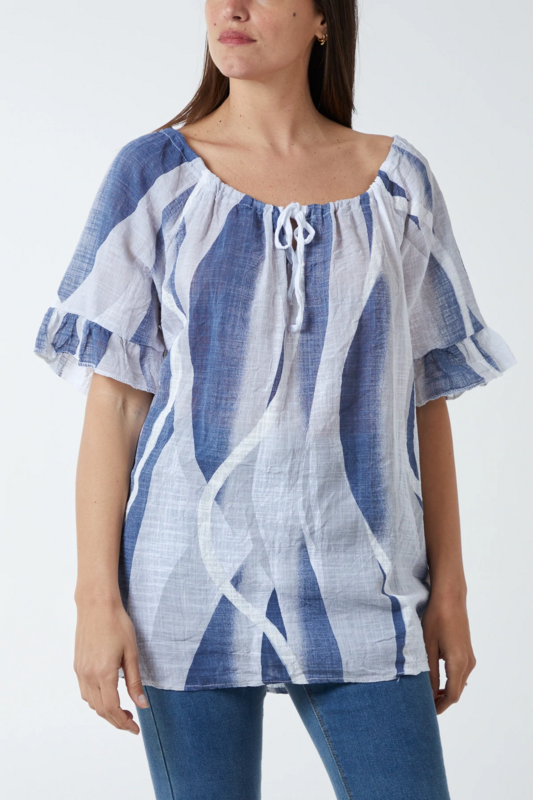 Bardot Pattern Tunic Top