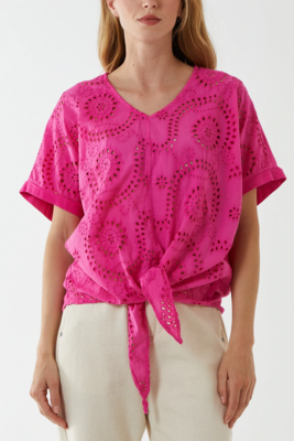 Broderie Anglaise Tie Front Top