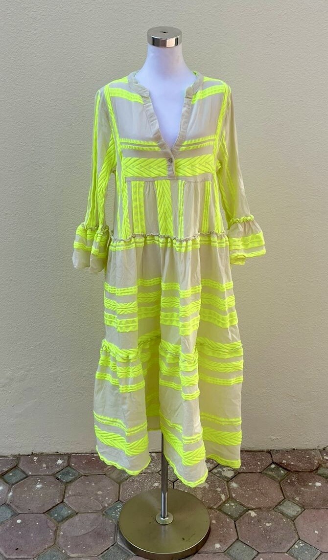 Neon Yellow Aztec Maxi Dress