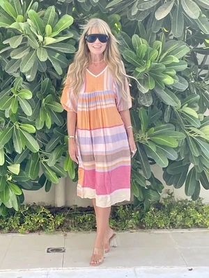 Colourful Block Pattern Maxi Dress