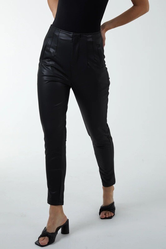 Matt Faux Leather Tailored Trousers
