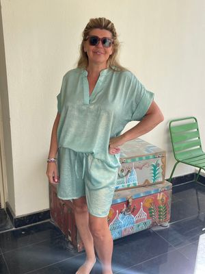 Sherbet Shimmer Top and Shorts Two Piece Co-Ord Set