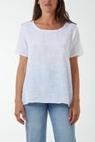 Round Neck Cotton Top with Button Back