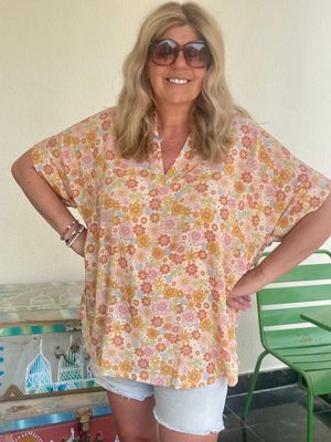 Floral Print Loose Tunic Top