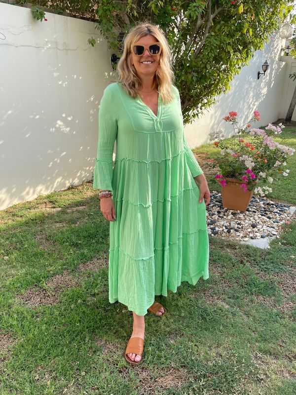 Tiered Cheesecloth Maxi Dress