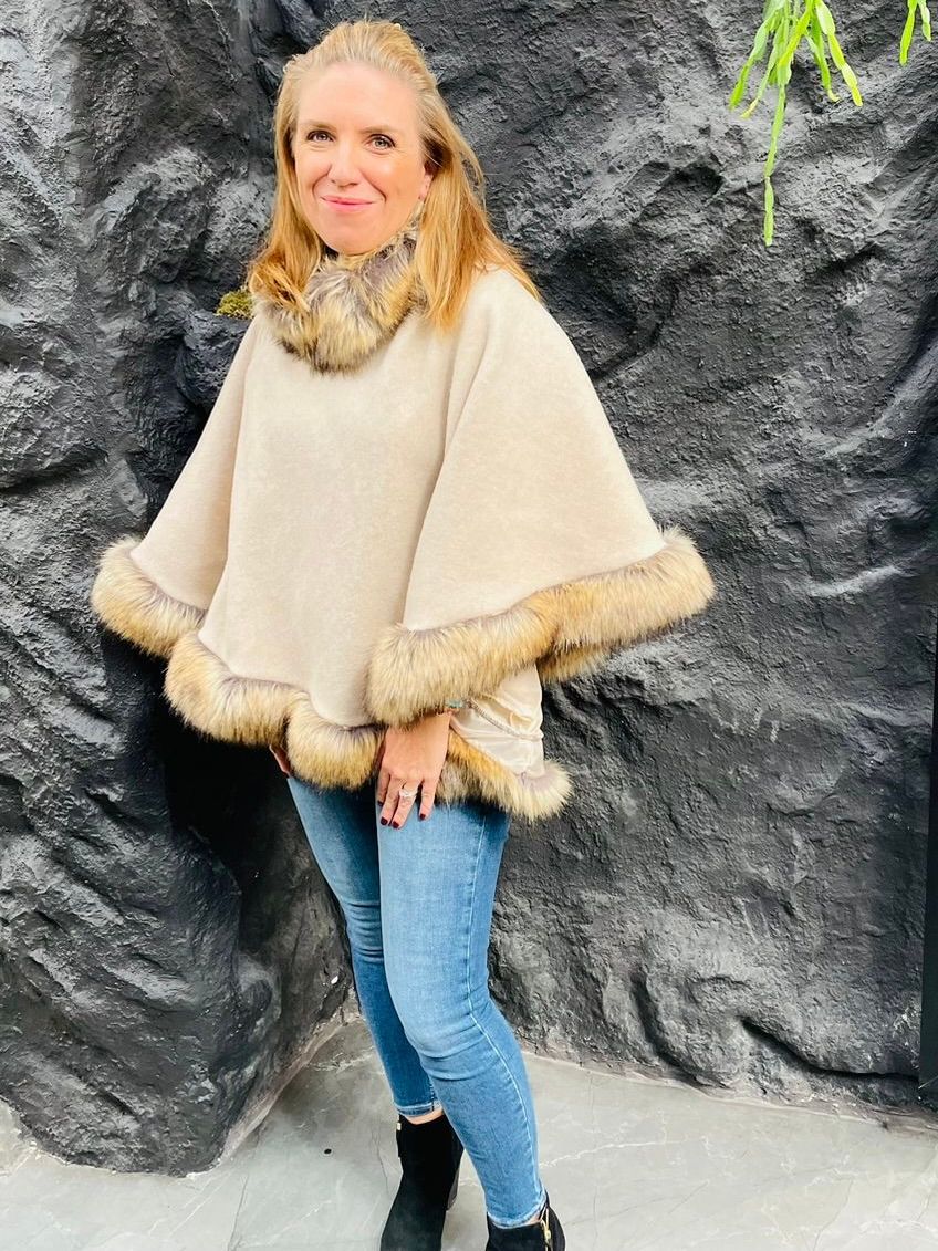 Gorgeous Fur Trimmed Poncho