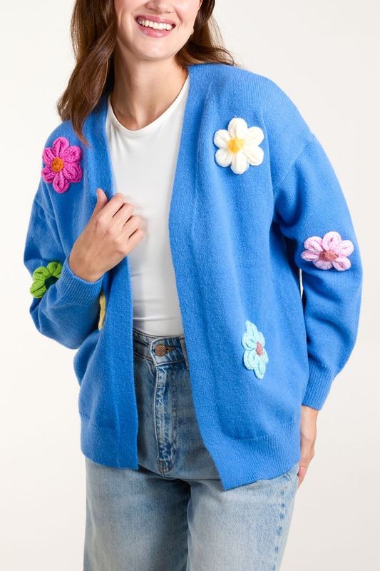 Multi-coloured Flower Knit Cardigan