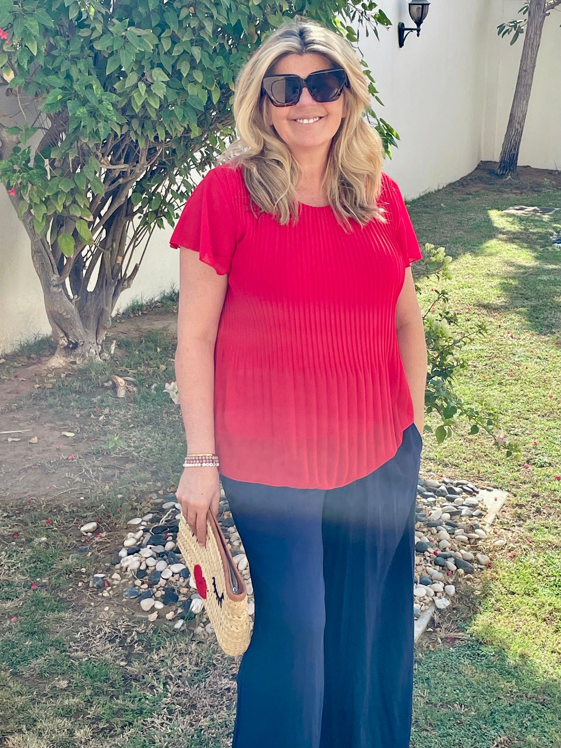 Pleated Top with Necklace