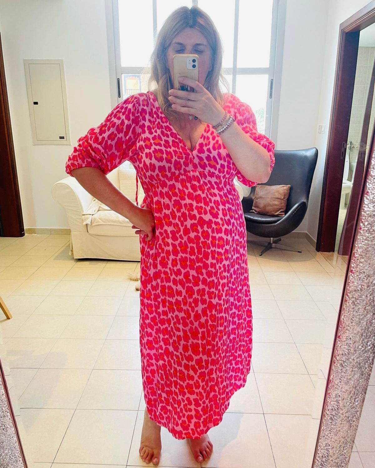 Leopard Print Cotton Midi Dress