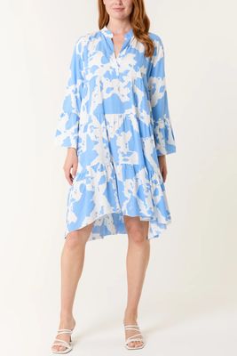Abstract Print Smock Dress