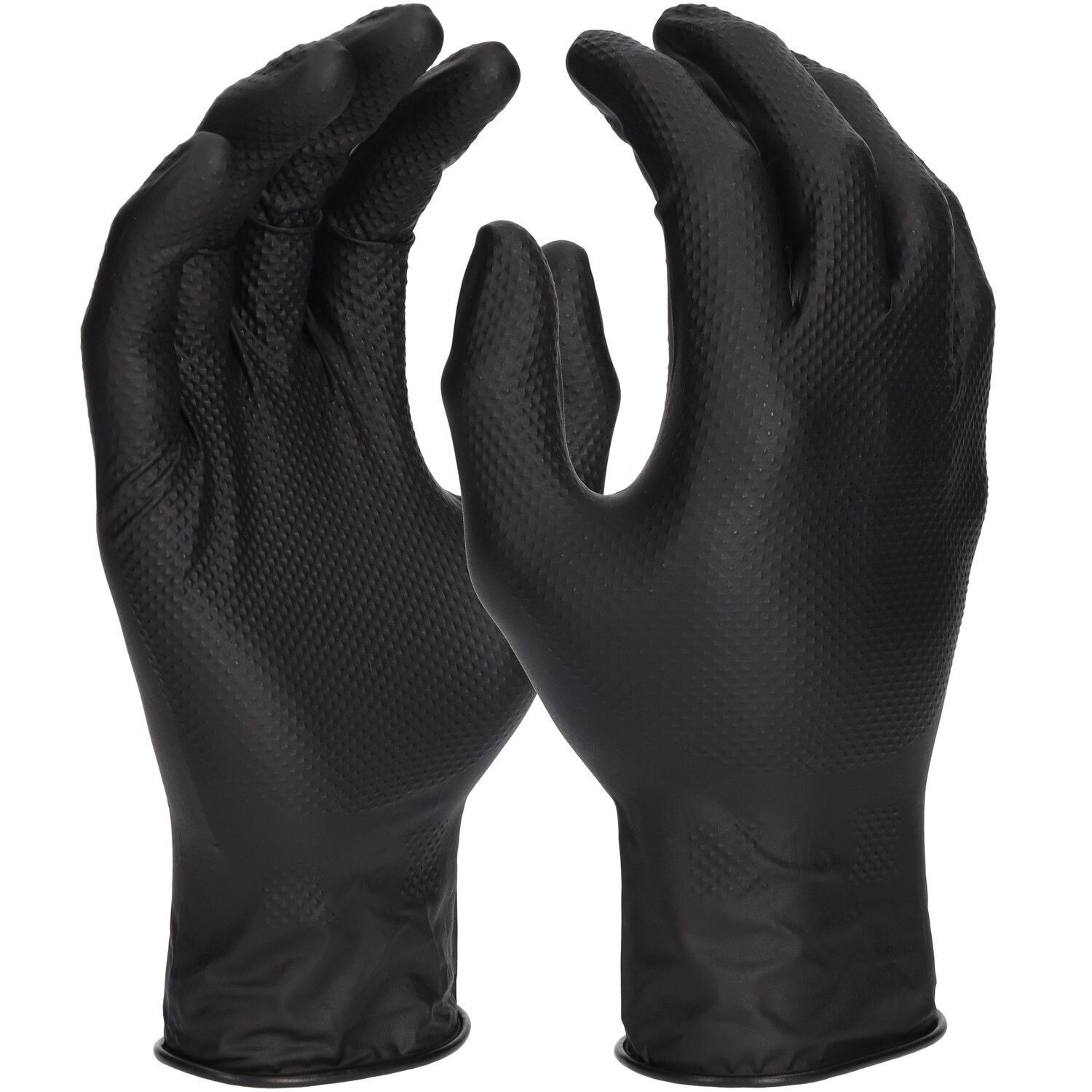 Nitril Einweghandschuh, Diamant-Muster, schwarz, ungepudert (10 Boxen)