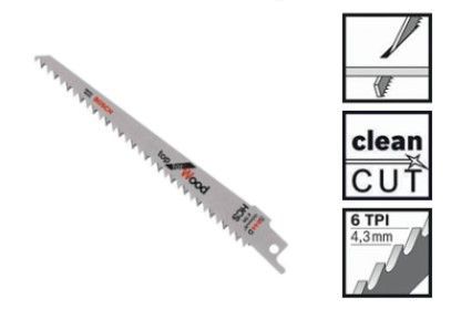 Bosch Säbelsägeblatt S 644 D für Holz, 150mm Bimetall - 100er-Pack