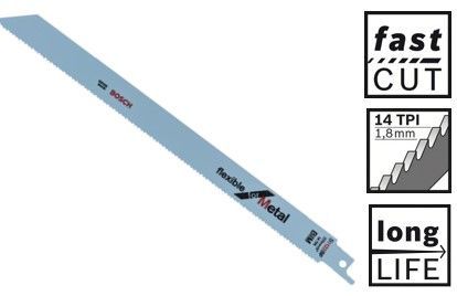 Bosch Säbelsägeblatt S 1122 BF (Neutral) 225mm, Bimetall - 200er-Pack