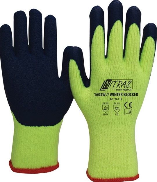 Kälteschutzhandschuhe Winter Blocker neongelb/blau EN 388,EN 511 PSA II (12 Paar)