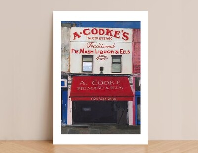 A.Cooke Pie, Mash, Liquor & Eels - limited edition giclee print