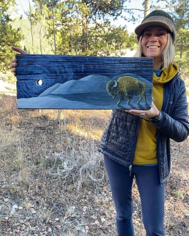 Bison on scrap wood