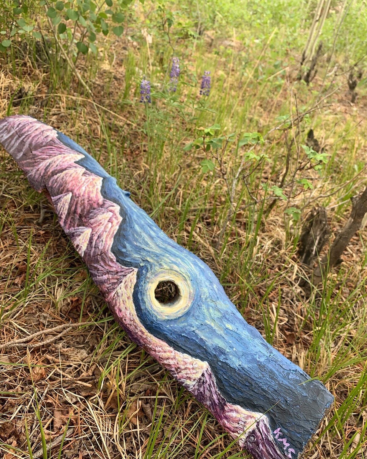 Mountains on scrap wood, set up to hang