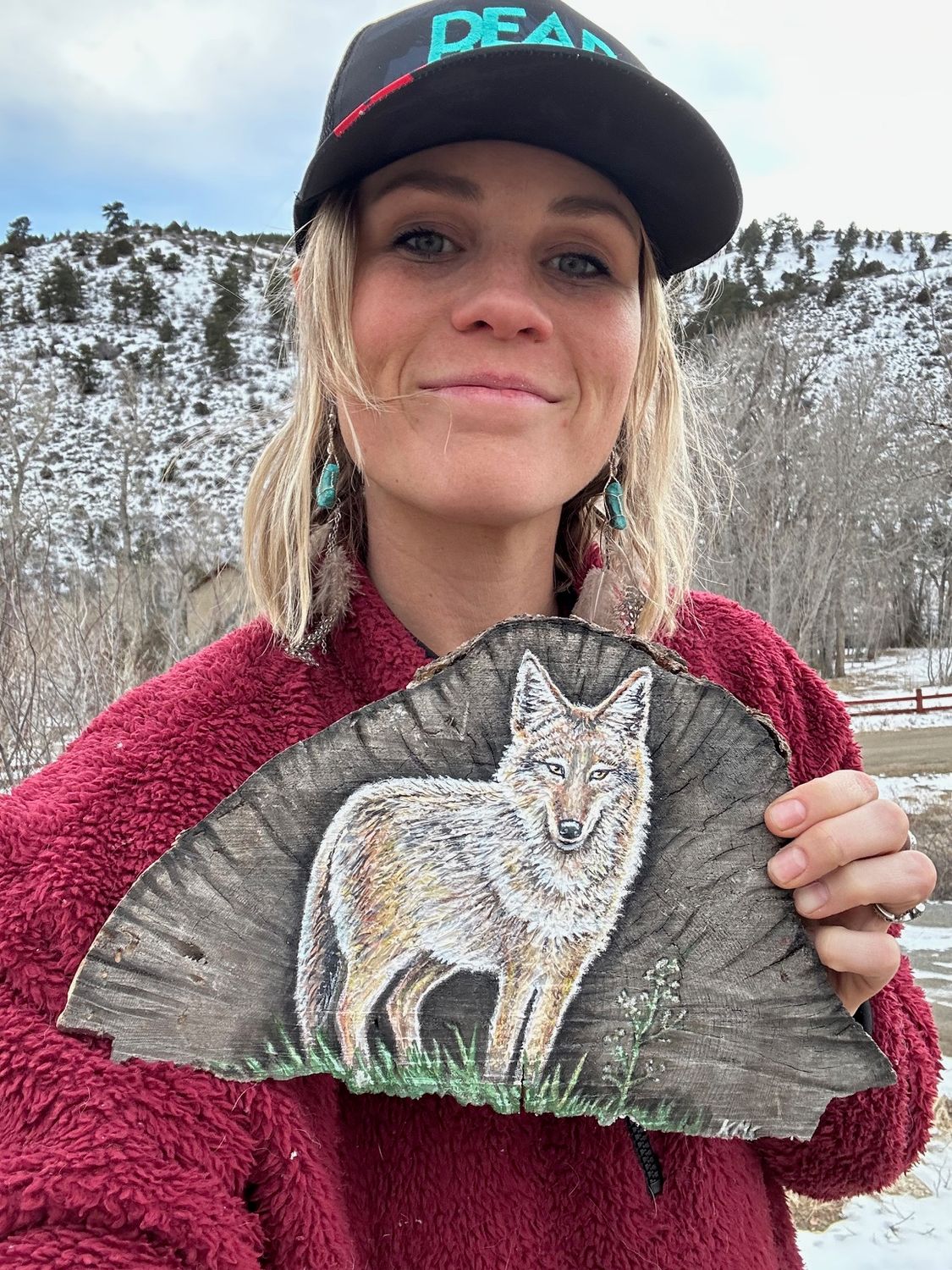 Coyote on stump