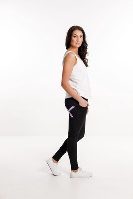Home-lee Apartment Pants - black with lilac sorbet X