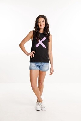 Home-lee Taylor Singlet - black with lilac sorbet X
