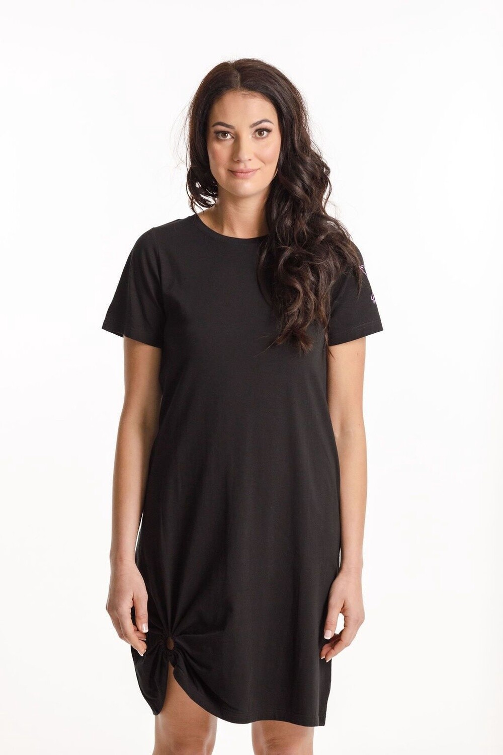 Home-lee Jane Dress - black with peach sorbet X outline on sleeve