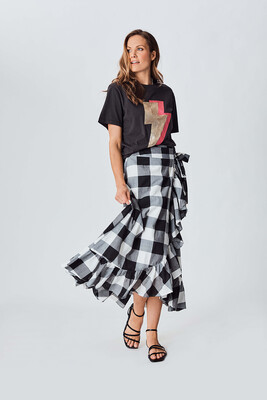 We Are The Others - The Frill Wrap Skirt - black white check