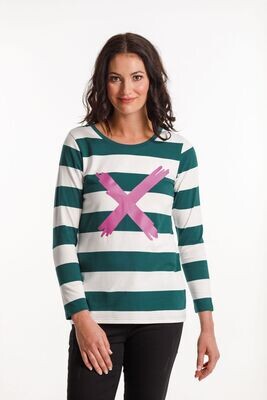 Home-Lee Long Sleeve Taylor Tee - Emerald Green with Ruby Rose