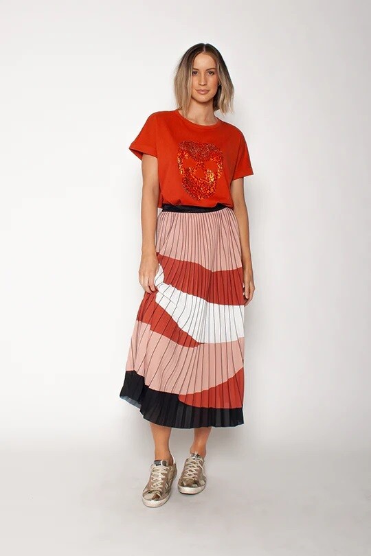 We Are The Others - The Sunray Pleat Skirt - Orange Lines