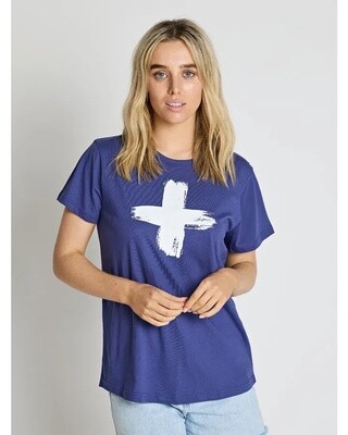 Stella + Gemma - T-Shirt - navy painted cross