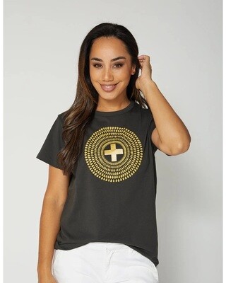 Stella + Gemma - T- Shirt - black with gold circle drops