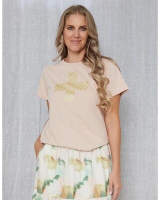 Stella + Gemma - T-Shirt - blush gold stripe cross