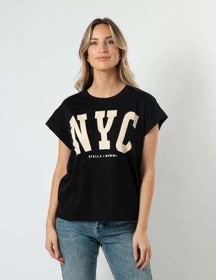 Stella + Gemma - Cuff Sleeve T-Shirt - black NYC