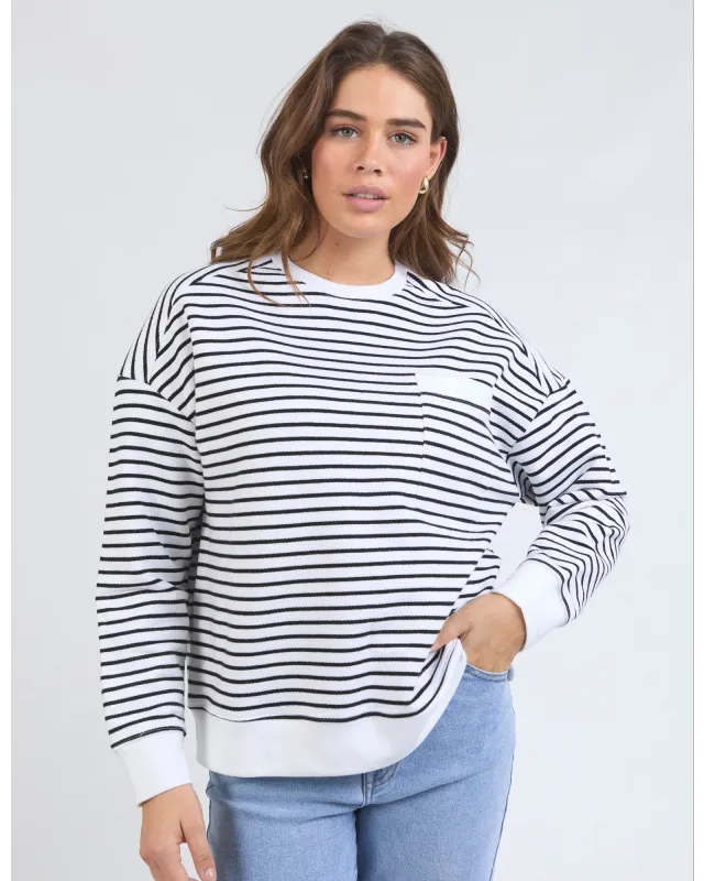 Foxwood - Original Stripe Crew - White/black stripe