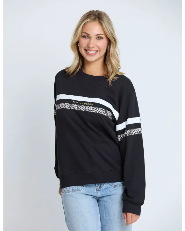 Stella + Gemma - Essential Sweater - Black Leopard and White Stripe
