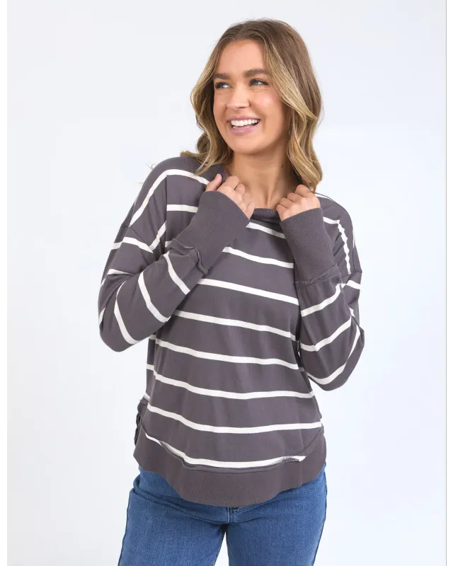 Foxwood - Farrah Stripe Long Sleeve - Dark Grey
