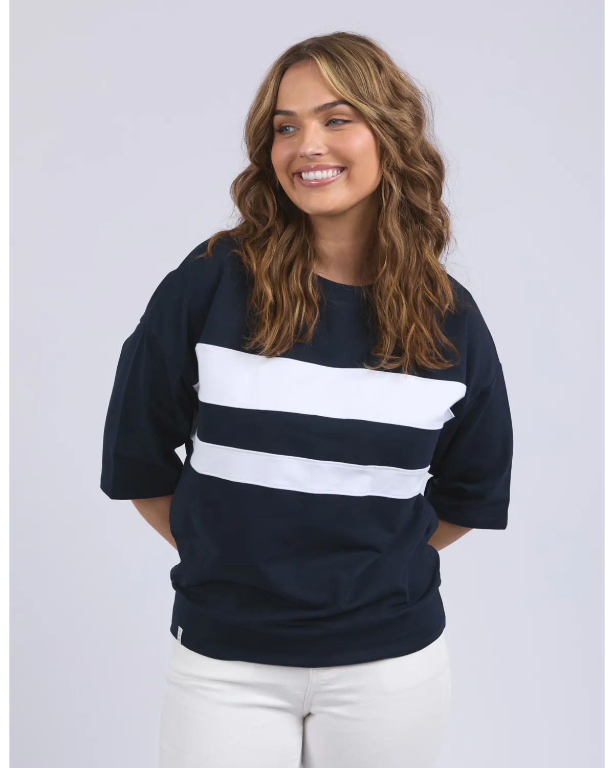 Elm - Nico sweat - Navy with white panels
