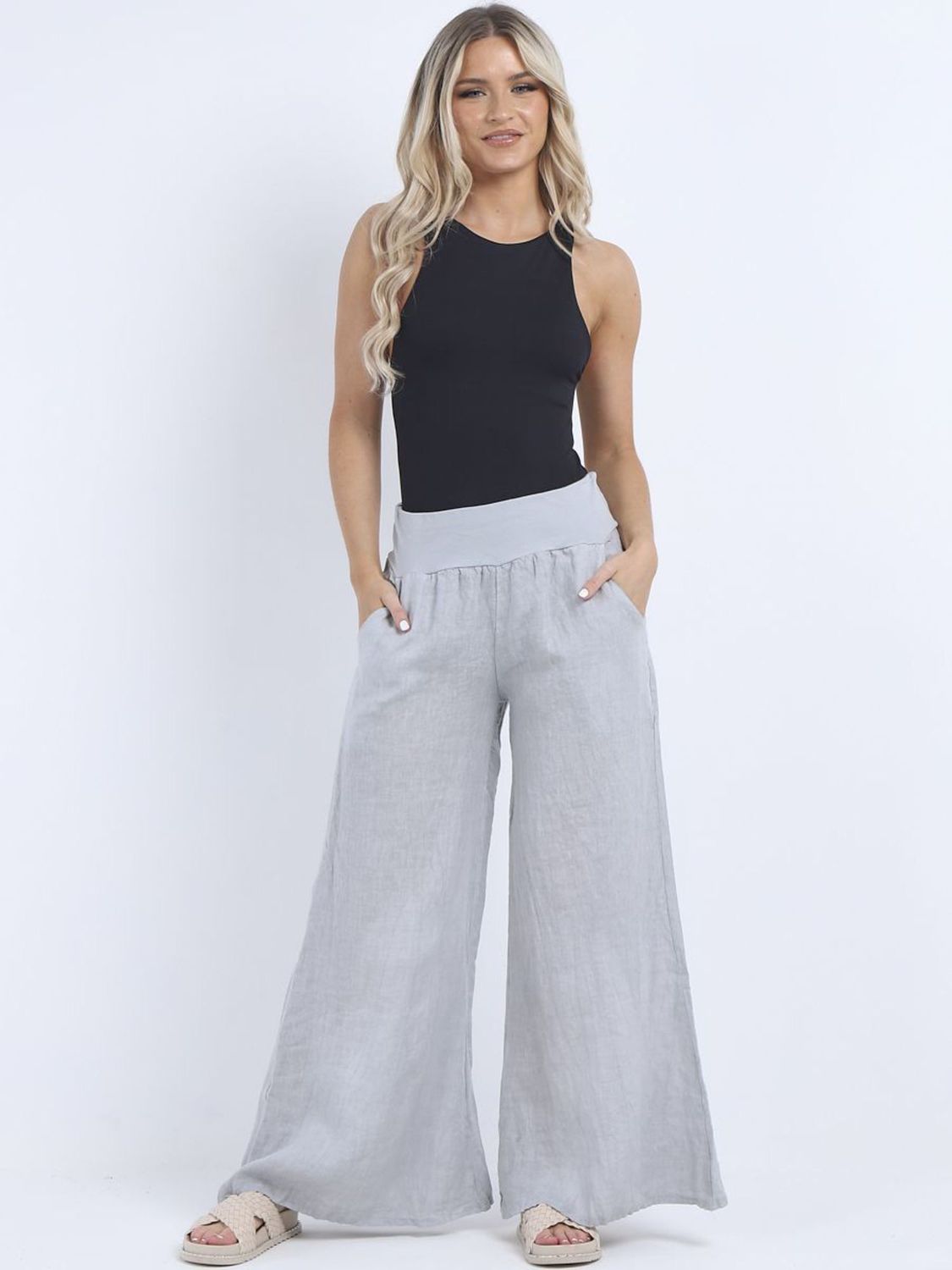Beau Accessories - Roma Linen Trousers - Light Grey - 08/10
