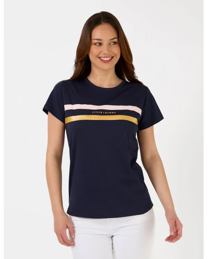 Stella + Gemma - T-Shirt Navy Icon Stripe