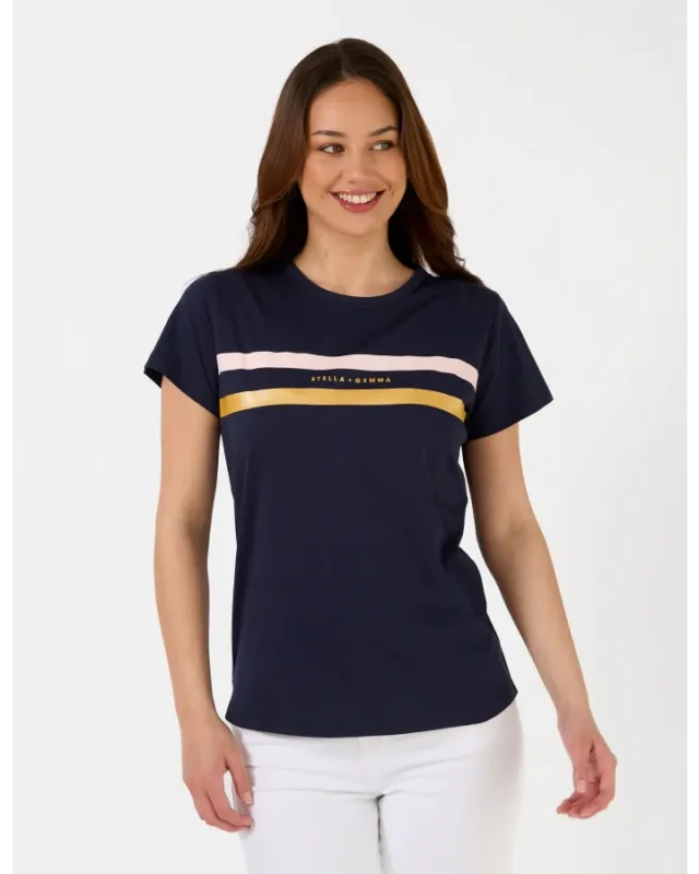 Stella + Gemma - T-Shirt Navy Icon Stripe