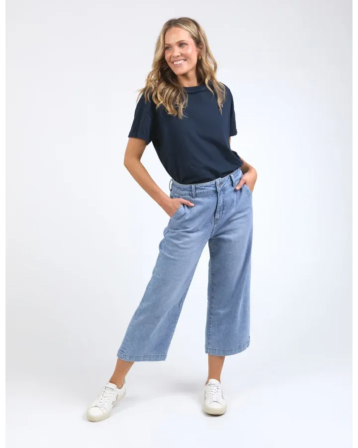 Elm - Sidney Cropped Wide Leg Jean - Light Blue