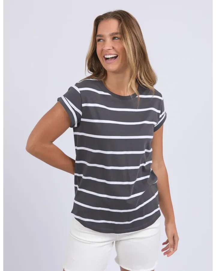 Foxwood - Manly Stripe Tee - Charcoal