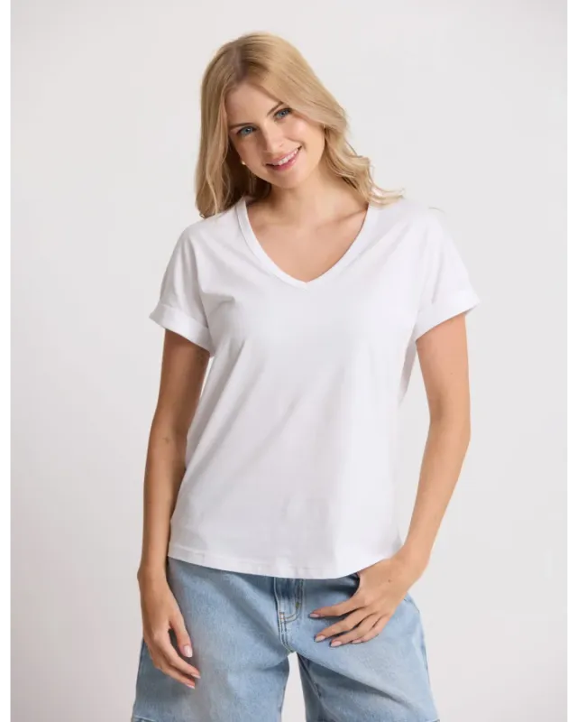 Stella + Gemma - Soho Cuff V Tee - White