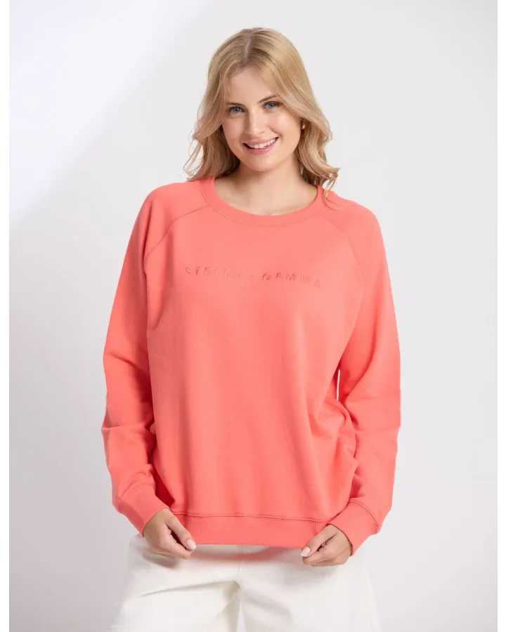Stella + Gemma - Classic Sweater - Coral Embroidered Logo