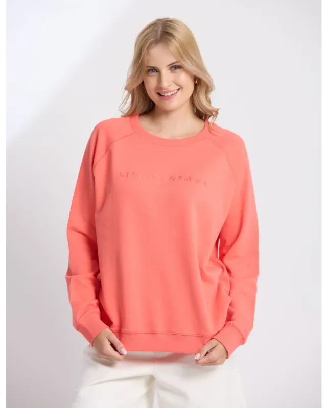 Stella + Gemma - Classic Sweater - Coral Embroidered Logo