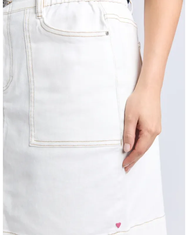 Elm - Atlas Denim Skirt - White